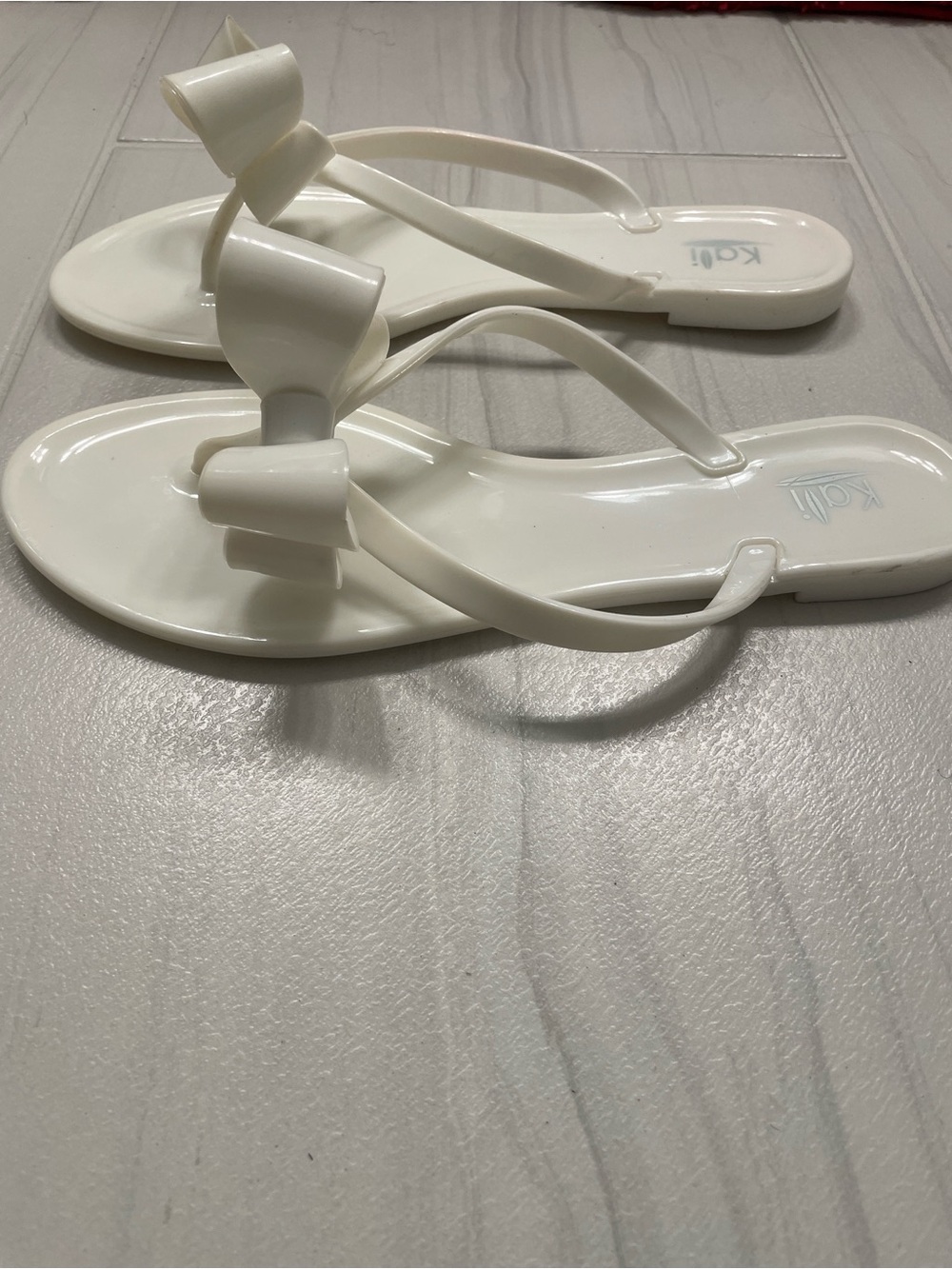 koi White Bow Jelly Flip Flop Sandals for Women
